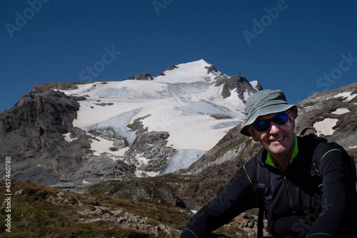 Mountain hiker in summer in France
