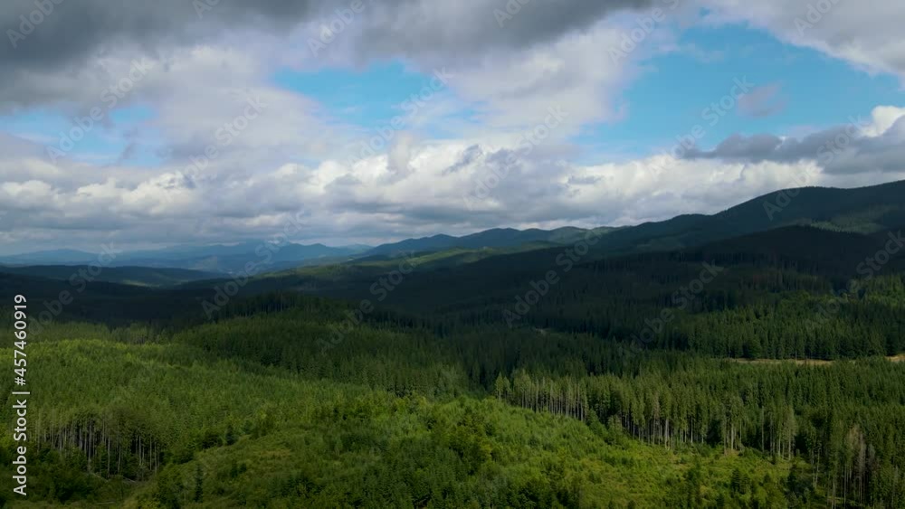 Mountains forest the flight of the drone Ukraine Carpathians coniferous Trees landscape panorama Mountains forest the flight of the drone Ukraine Carpathians coniferous Trees landscape panorama