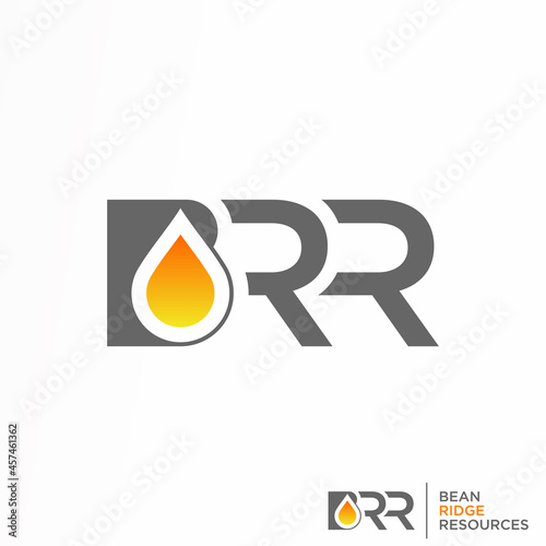 letter or word BRR sans serif catting font and Gas or water image graphic icon logo design abstract concept vector stock. can be as a corporate identity related to energy or initial
