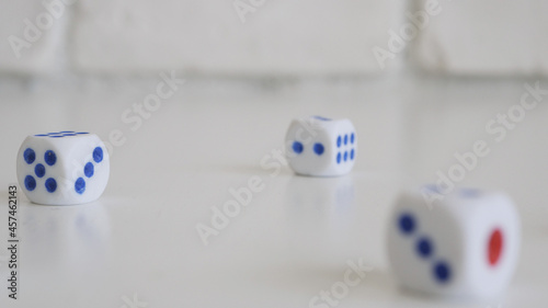 Gambling, Betting, and Winning. One Person Playing a Game with Dices. Gamble, Win and Lose Playing with Dices.