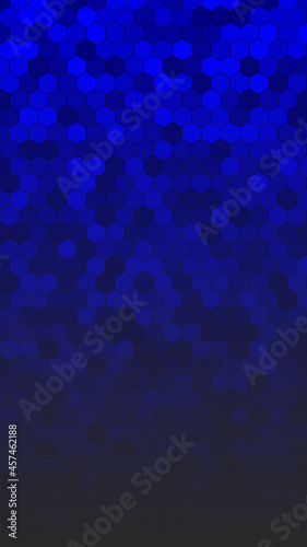 vertical of Honeycomb Grid tile with blue with dark border gradient background shadow for use as technology.