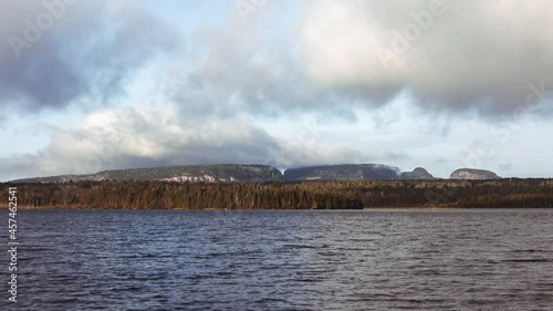 Cloudy day time-lapse over the Sleeping Giant in Northern Ontario photo