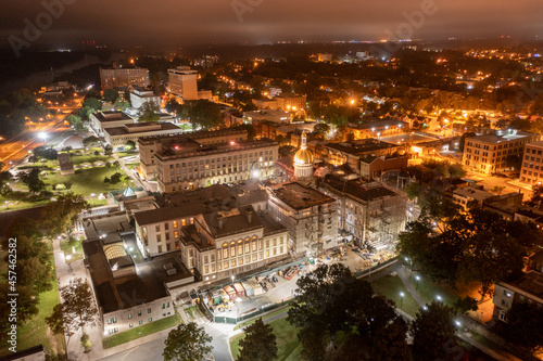 Trenton New Jersey State Capital Aerial Night Photo House