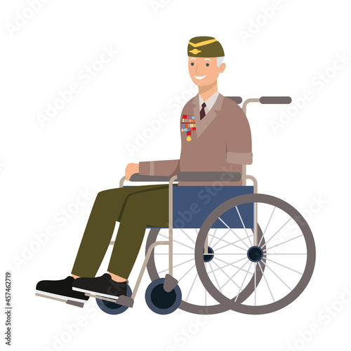 Veteran man on wheelchair