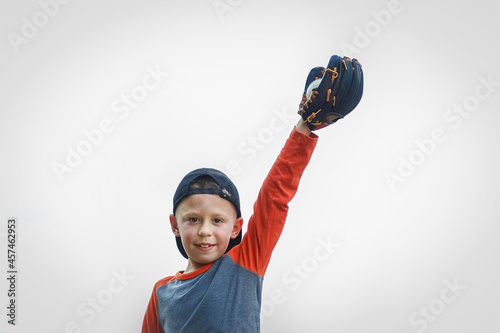 Canvas Print A Happy child with baseball ball on nature concept in park