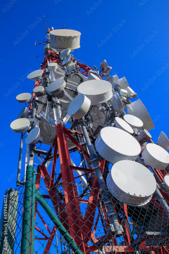 tower of different mobile phone, radio and