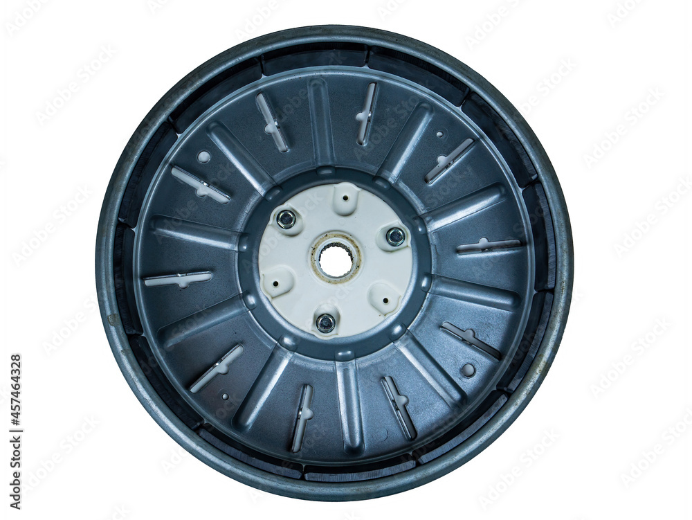 Obraz premium Magnetic part of the washing machine direct drive motor. Inverter electric motor. Direct drive. Magnetic part of the motor. Spare part. Repair of washing machines. Customer Service.