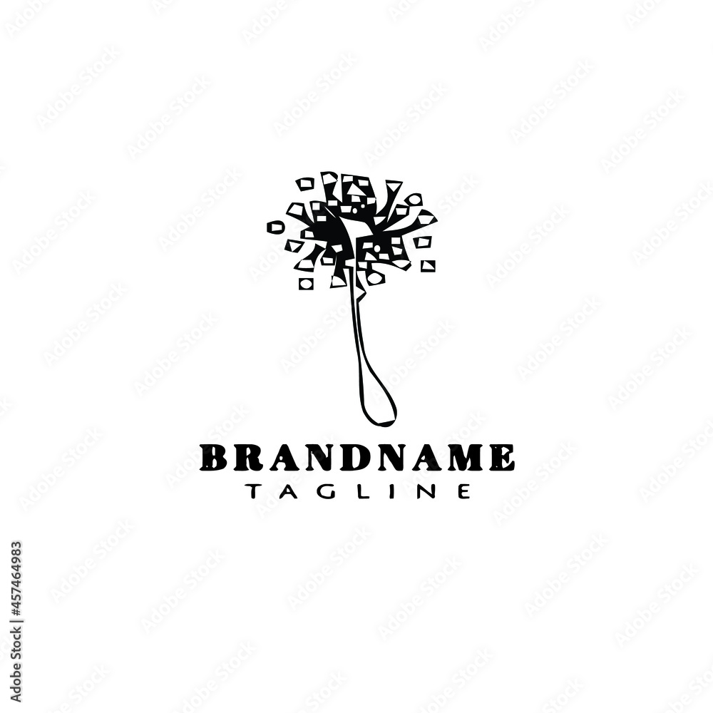 dandelion logo cartoon icon design flat black isolated vector illustration