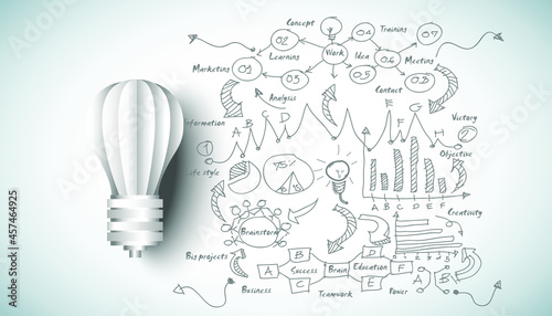 Light bulb Idea. plan think analyze creative startup business. illustration Creativity modern Concept Vector Infographic template.