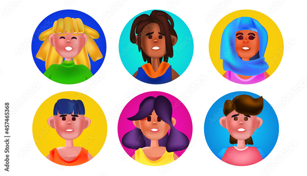 set male female heads in round frames mix race people avatars collection cartoon characters portraits set male female heads in round frames mix race people avatars collection cartoon characters portraits