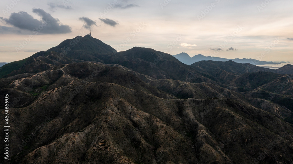 Obraz premium Aerial view of the Mountains in Leung Tin Au,Tuen Mun,Hong Kong