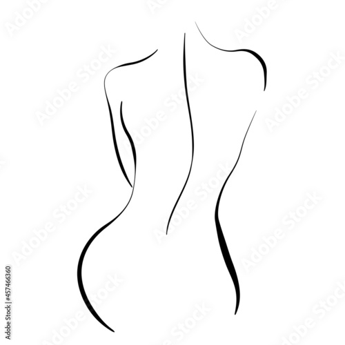 Woman Back One Line Drawing. Female Figure Creative Contemporary Abstract Line Drawing. Beauty Fashion Female Naked Body. Vector Minimalist Design for Wall Art, Print, Card, Poster.