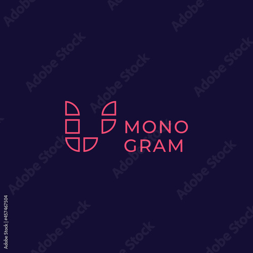 Simple and minimalist lines and plaid letter V monogram initial logo