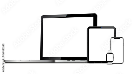 Laptop, smart phone, tablet pc, smartwatch mock up