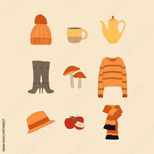 Autumn Outfit Sets Vector Illustration