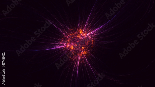 3D rendering abstract red fractal light background