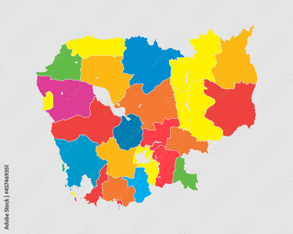 Fototapeta Vector map country Cambodia divided on regions
