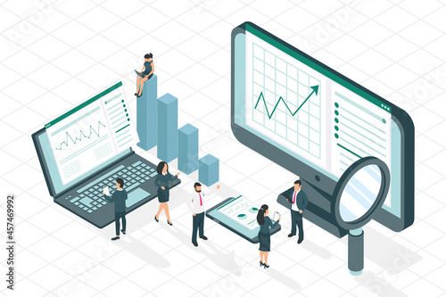 Businesspeople and analytics icons