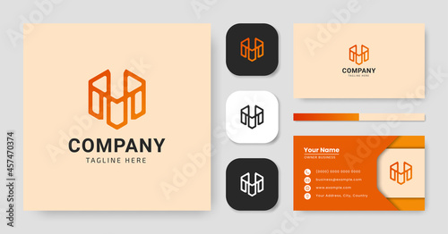 Letter M Modern Simple Logo Design with Business Card Vector Template