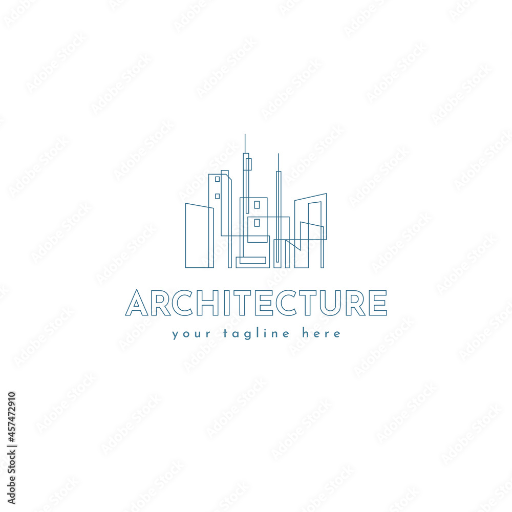 Minimalist Architect building house logo, architectural and construction design vector, skyscraper city building line art logo design vector graphic