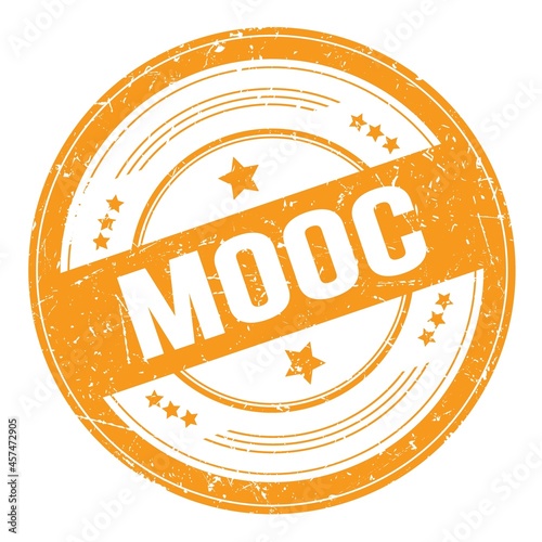 MOOC text on orange round grungy stamp.