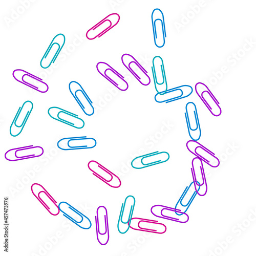 Stationary paperclips isolated on white background
