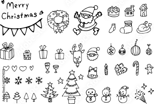クリスマス関連のかわいいイラストセット（手描き）