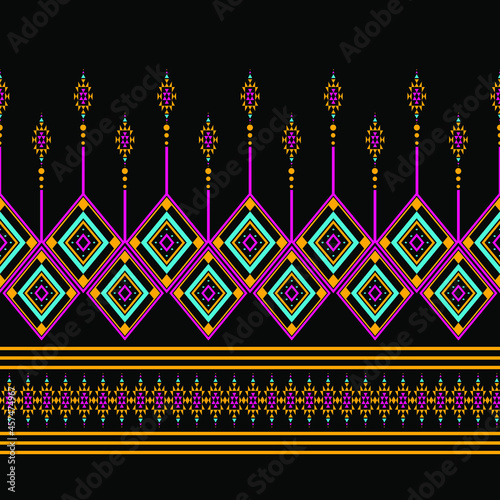 Geometric ethnic oriental seamless pattern traditional Design for background,carpet,wallpaper.clothing,wrapping,Batik fabric,Vector illustration.embroidery style - Sadu, sadou, sadow or sado