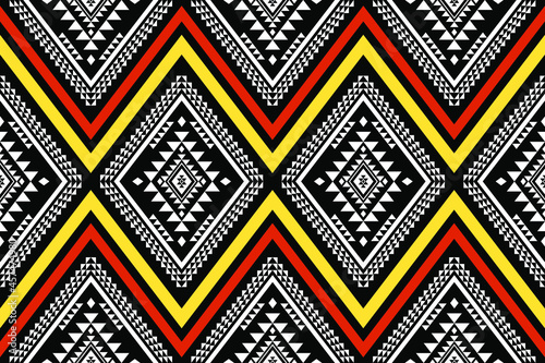 Geometric ethnic oriental seamless pattern traditional Design for background,carpet,wallpaper.clothing,wrapping,Batik fabric,Vector illustration.embroidery style - Sadu, sadou, sadow or sado