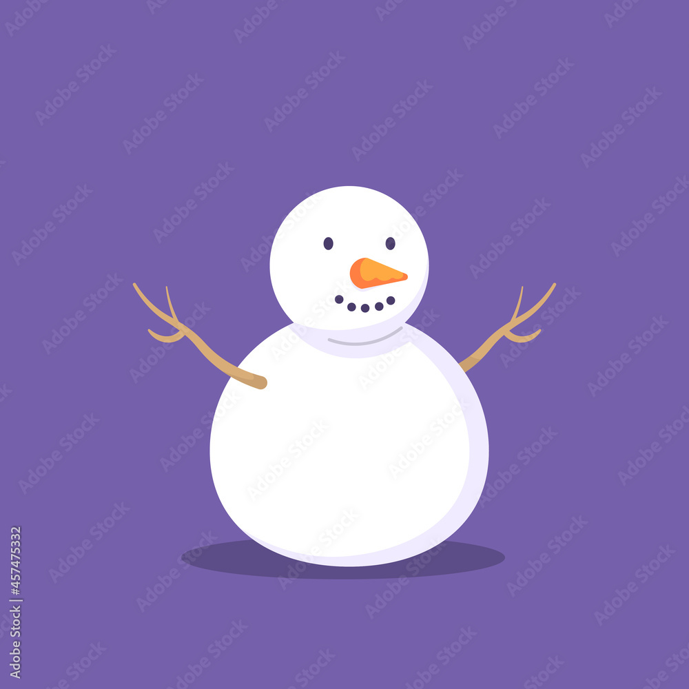 Obraz premium snowman character illustration. funny, cute, and adorable snowman. flat cartoon style. vector design. design elements for winter and christmas. sticker