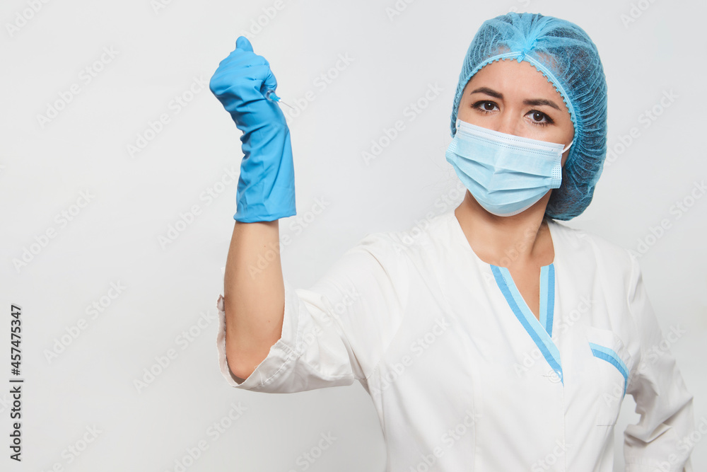 Female doctor injecting injection vaccine, close-up Female doctor injecting injection vaccine, close-up