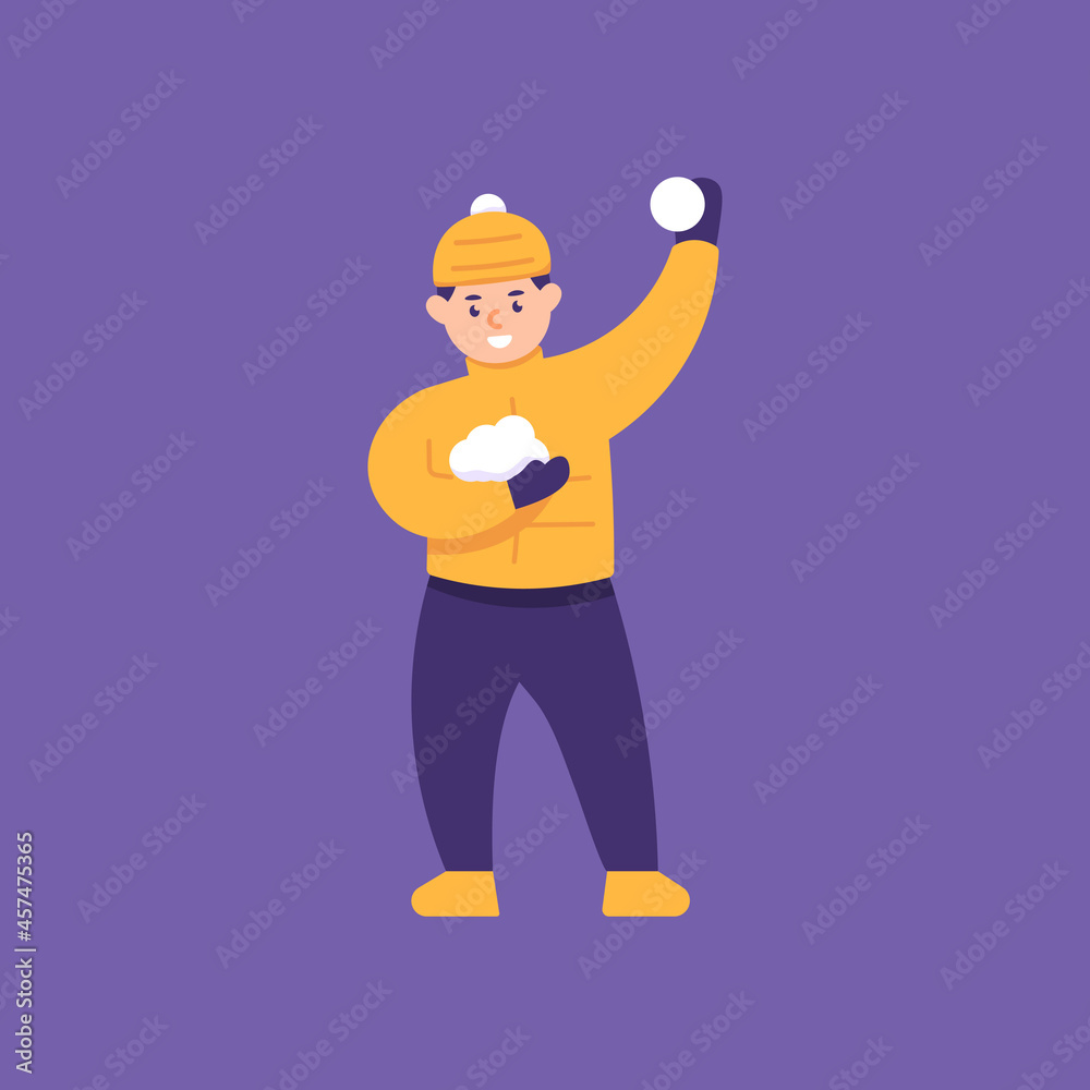 illustration of a boy playing throwing snowballs. wear a jacket or winter clothes. people activity. vector designs. design elements for winter and christmas. sticker illustration of a boy playing throwing snowballs. wear a jacket or winter clothes. people activity. vector designs. design elements for winter and christmas. sticker
