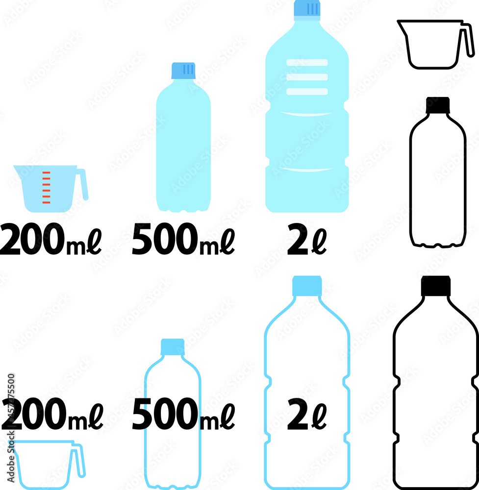 2l、500mlのペットボトルと計量カップ 2l、500mlのペットボトルと計量カップ