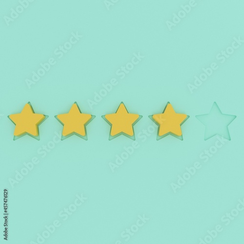 
4 star rating 3d icon, four out of five, vip category. Premium first-class score in pastel colors