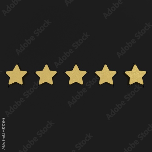 Yellow 5 star rating icon on black background vip category superior first class premium score