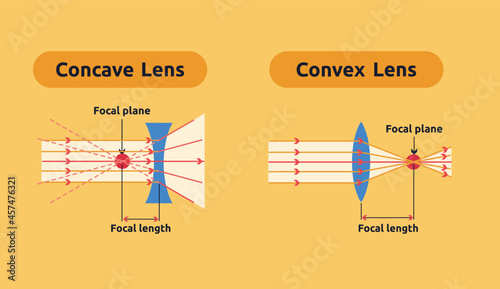 vector illustration of concave lens and convex lens photo