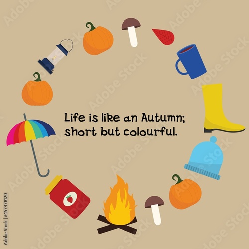 Vector set of autumn items.