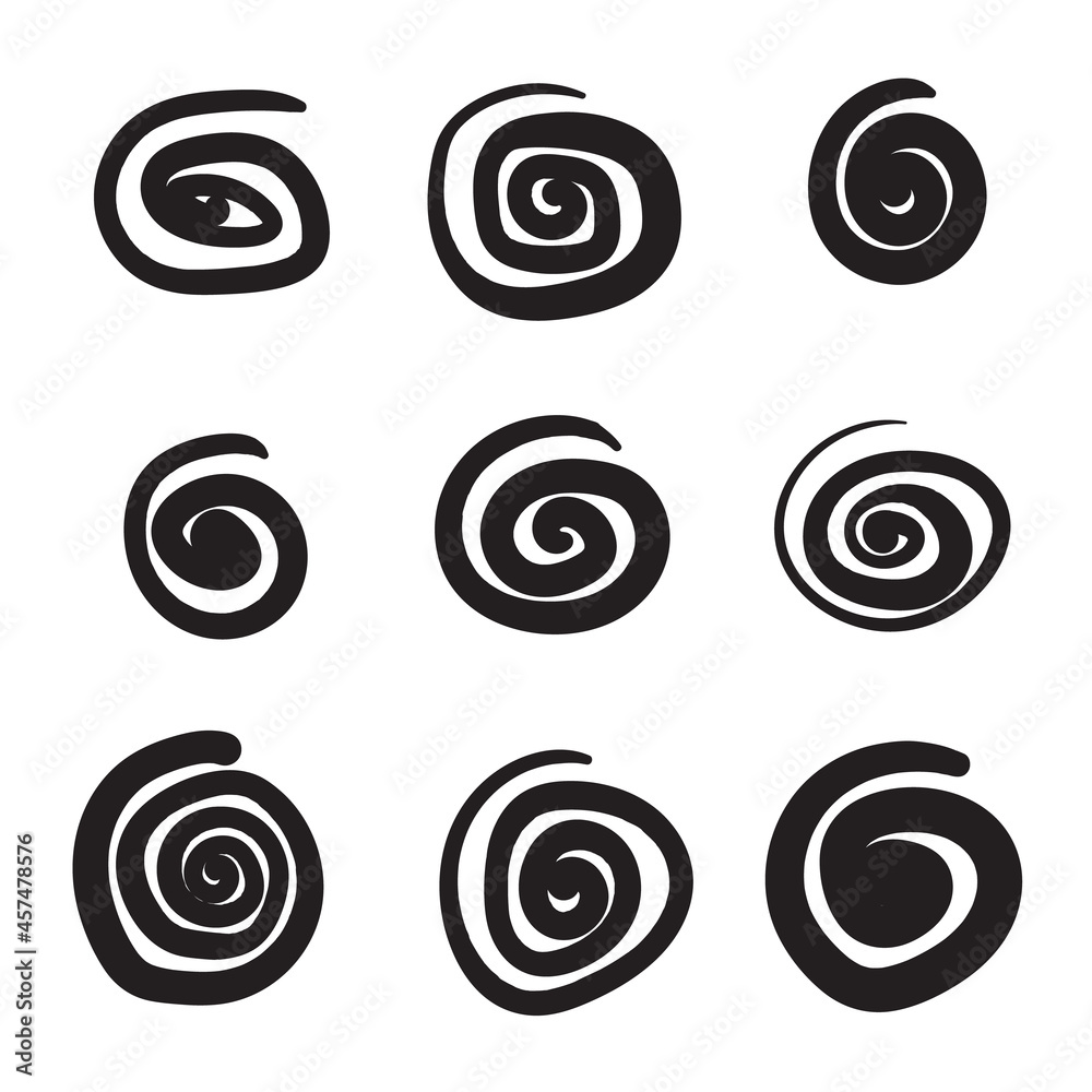 Spiral icon, Swirl wave symbol, whirl silhouette, vortex sign Spiral icon, Swirl wave symbol, whirl silhouette, vortex sign