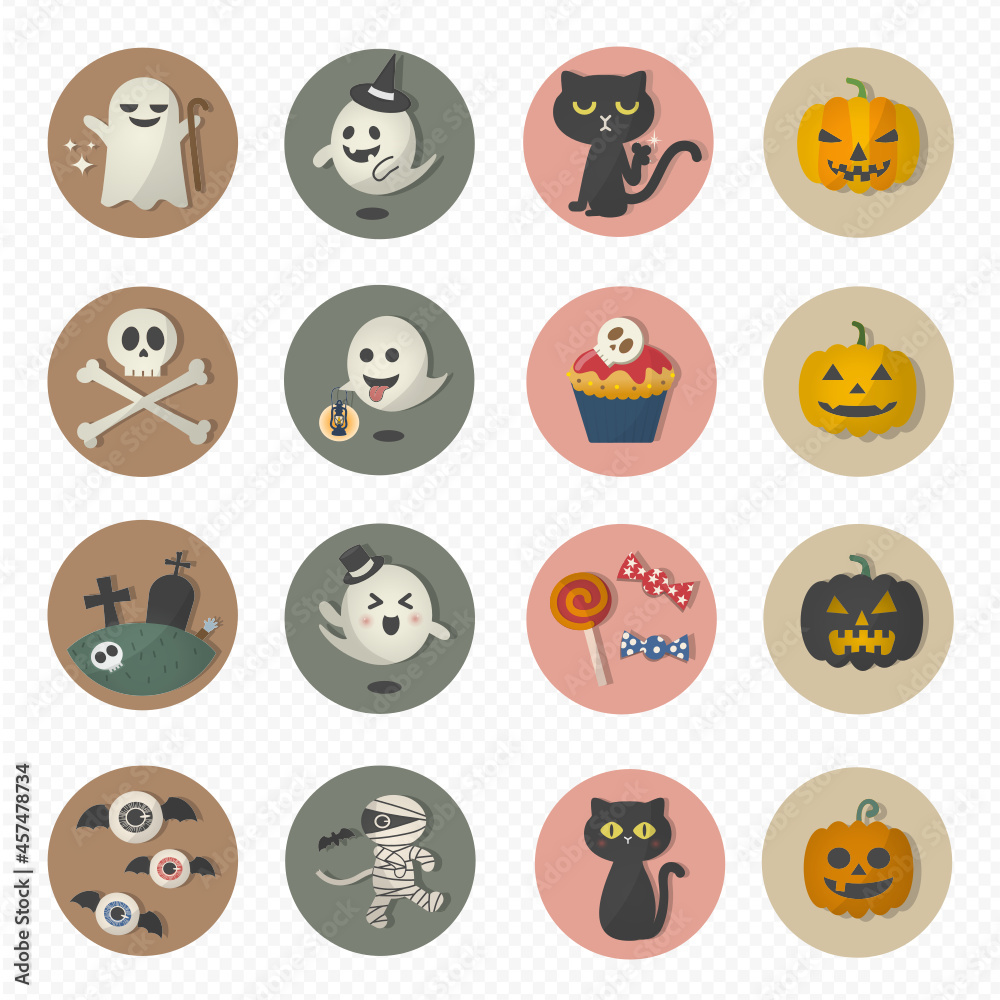 Halloween icon sticker set,ハロウィンアイコンステッカーセット Halloween icon sticker set,ハロウィンアイコンステッカーセット