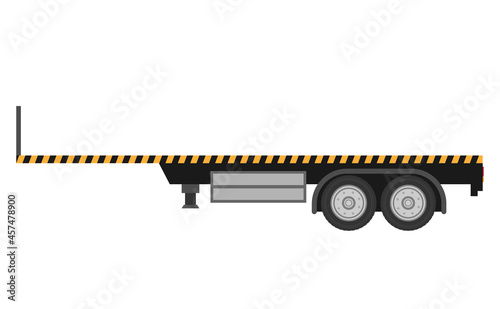 Flat Bed Trailer isolated on white background