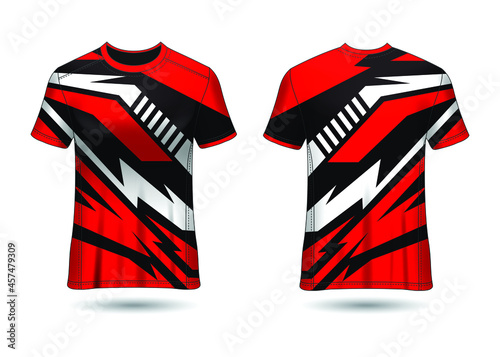 T-Shirt Sport Design. Racing jersey for club. uniform front and back view.