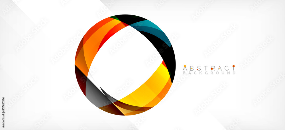 Geometric abstract background. Circle created with overlapping color shapes. Vector Illustration For Wallpaper, Banner, Background, Landing Page