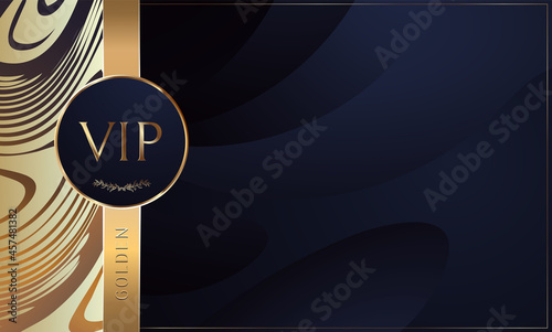 Vectors VIP card. Gold card. Blue lilac gradient geometric. Background with gold lettering invitation. Luxury design for VIP members. Shine and luxury.