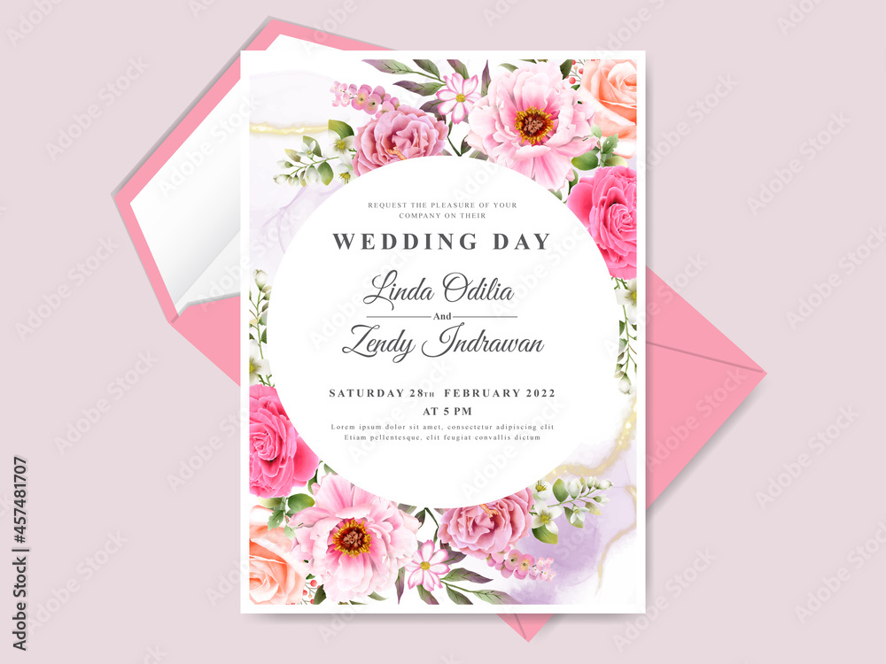 Elegant floral wedding invitation card
