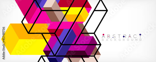 Abstract background. 3d cubes, cubic elements and blocks. Techno or business concept for wallpaper, banner, background, landing page