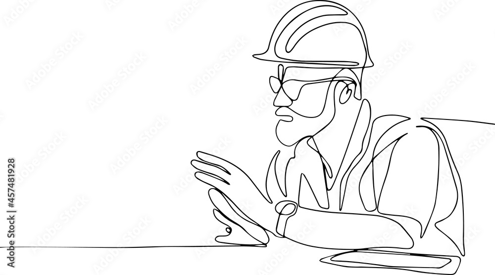 building industry technology and people concept smiling builder in hardhat building industry technology and people concept smiling builder in hardhat