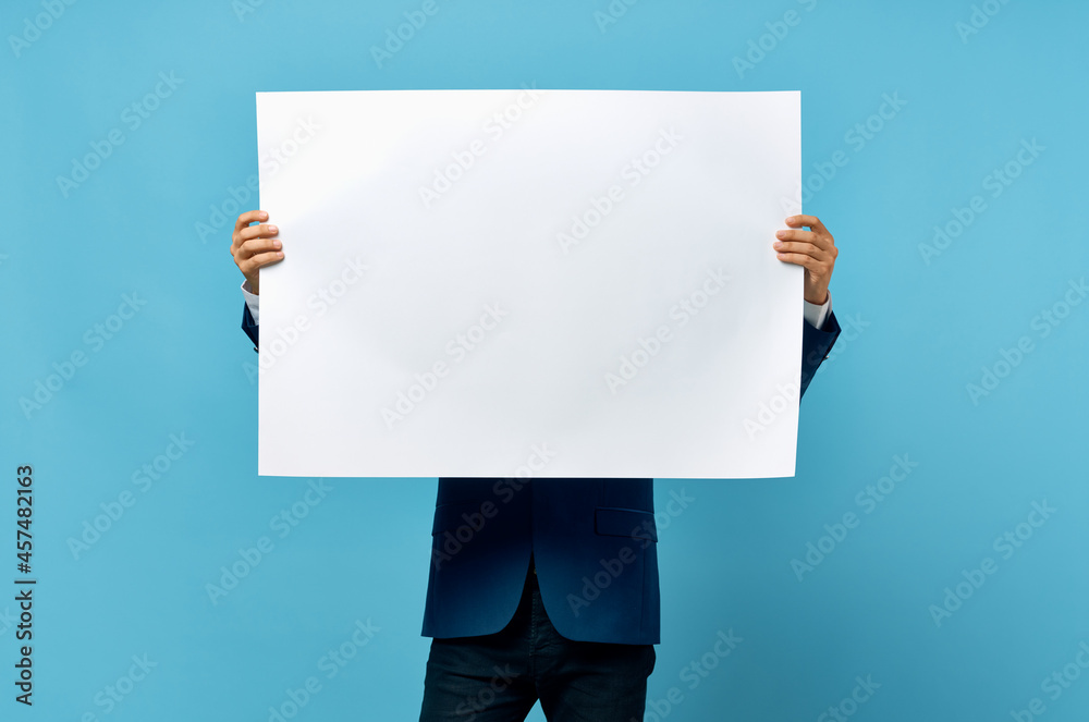 bearded man in suit white mocap poster discount advertising copy-space studio bearded man in suit white mocap poster discount advertising copy-space studio