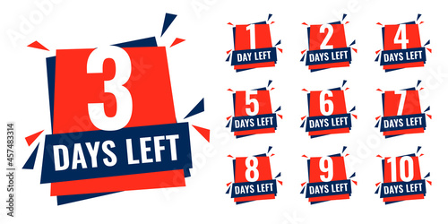 number of days left countdown timer banner in flat style