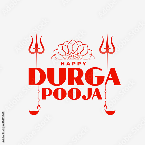 happy durga puja flat decorative greeting card