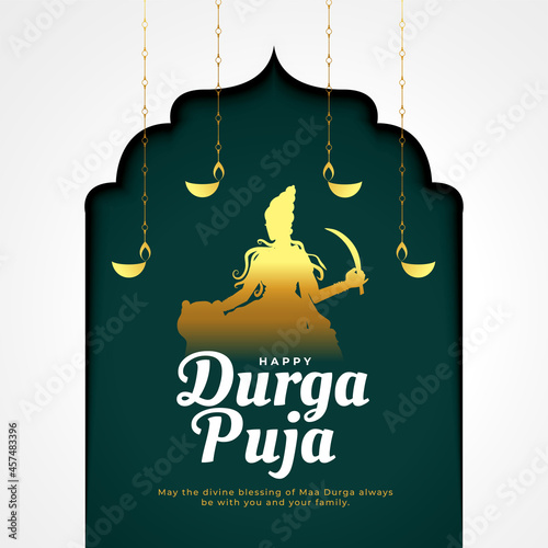 happy durga pooja navratri festival card design